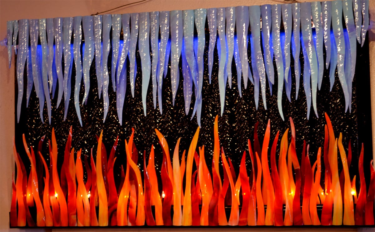 Glass Sculpture âfire And Iceâ By George Yancura